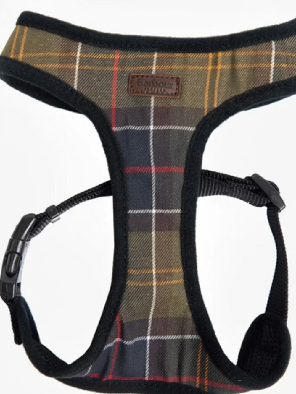BARBOUR Olive Classic Tartan Dog Dog Harness Quick-Release Buckle Medium Neck